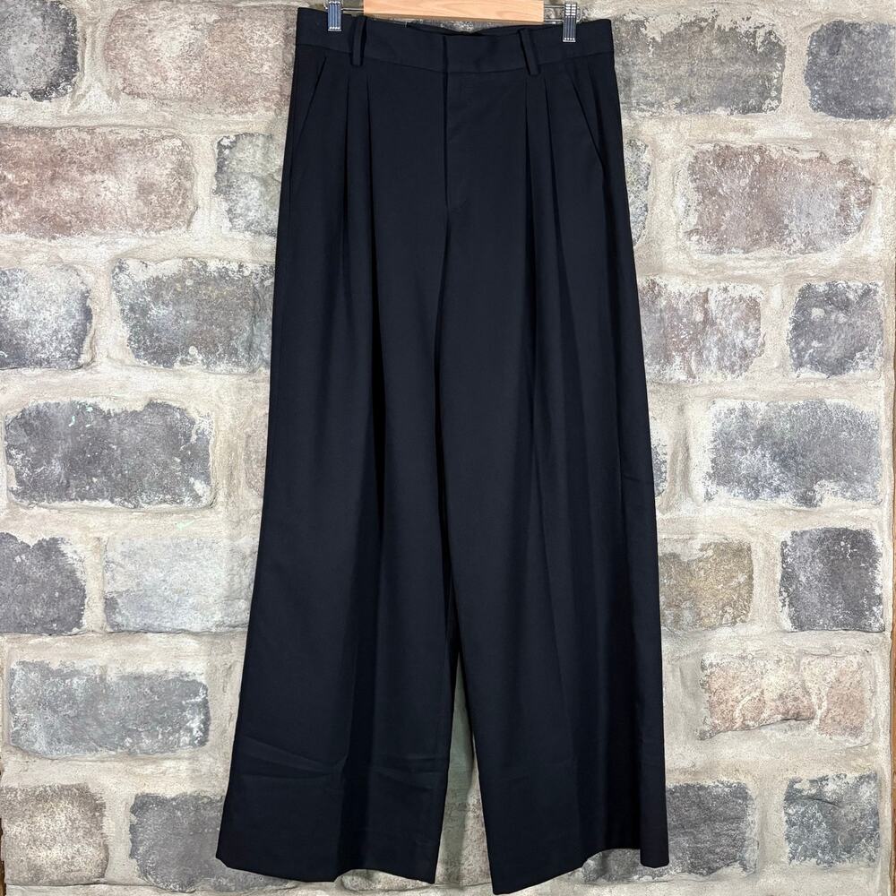 Wide Leg High-Rise Trousers - Black